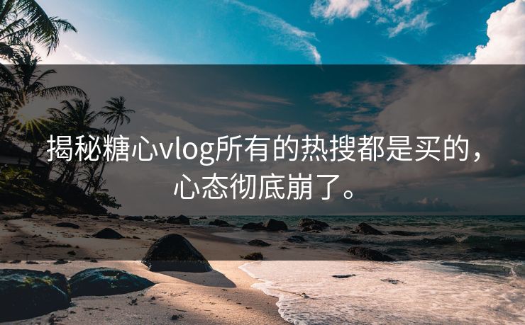 揭秘糖心vlog所有的热搜都是买的，心态彻底崩了。