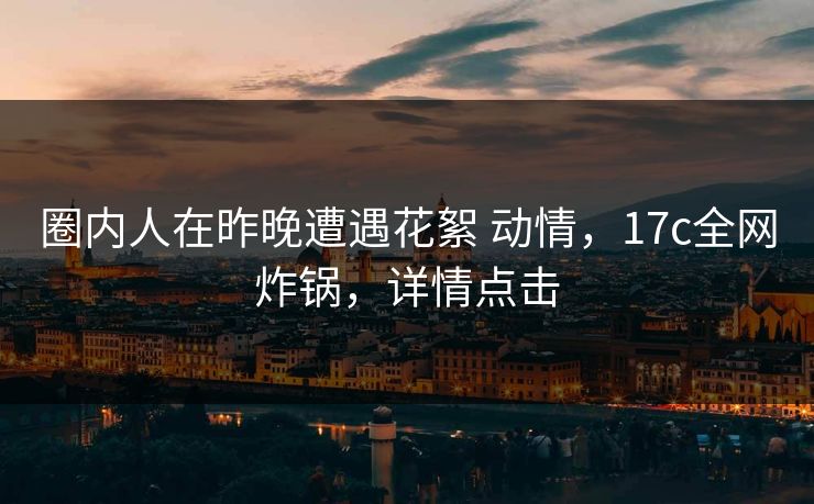 圈内人在昨晚遭遇花絮 动情，17c全网炸锅，详情点击