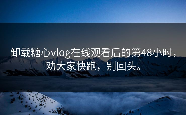 卸载糖心vlog在线观看后的第48小时,劝大家快跑,别回头。