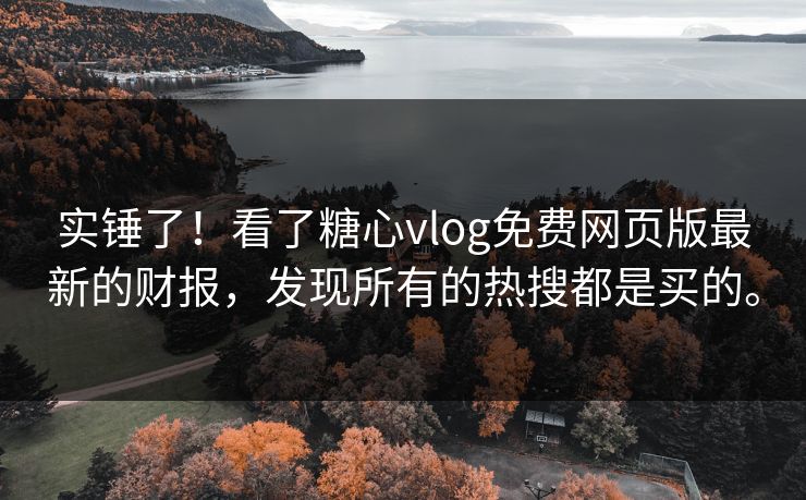 实锤了！看了糖心vlog免费网页版最新的财报，发现所有的热搜都是买的。